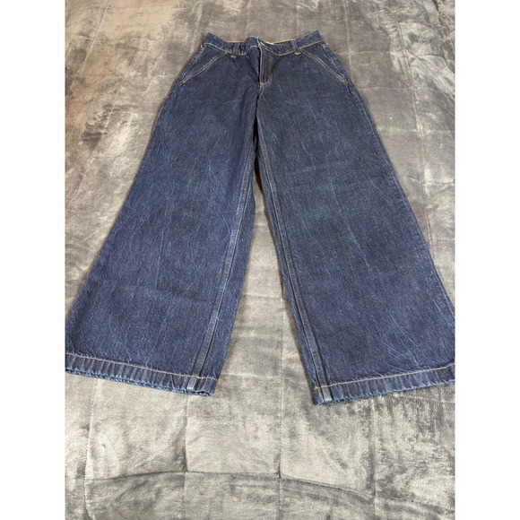 Abercrombie & Fitch Denim - Abercrombie & Fitch Curve Love High Rise Wide Leg Jeans Dark Wash 25 Short